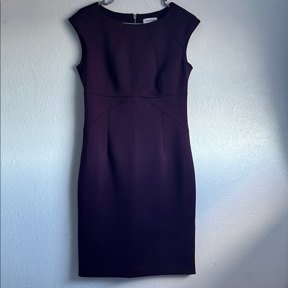 Calvin Klein Purple Sleeveless Sheath Mini Dress